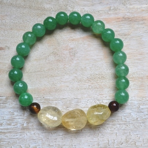 Abundance, Luck, Prosperity Beaded Bracelet  ! Handmade ! Natural Gemstone Bracelet! Raw Citrine ,Aventurine and Tiger Eye Beaded Bracelet!
