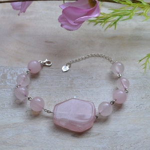Rose Quartz bracelet 925 sterling silver Bracelet rose quartz bead bracelet Love Bracelet Handmade bead bracelet