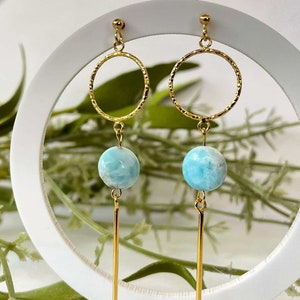 Larimar Earrings Dangle,  Larimar Earrings, Larimar Jewelry, 14K Gold filled 925 Sterling Silver Earrings