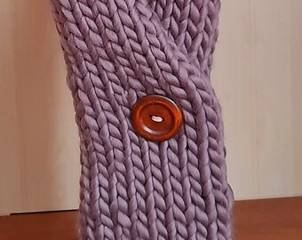 Chunky Hand Knit Scarf. Wool Blend Scarf, Super Soft Scarf. Dusty Purple Scarf