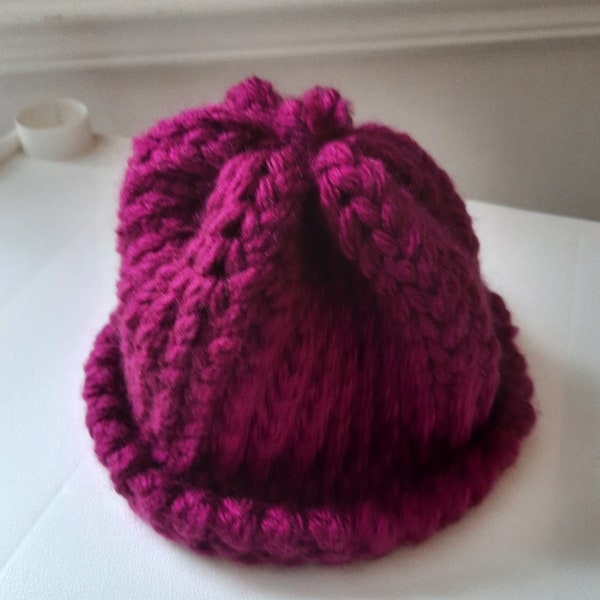 Knit Hat for Kids, Winter Accessories,  Magenta Pink Knit Hat