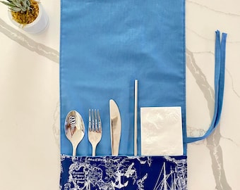 Eco-Friendly Fabric Utensil Wrap/Travel Cutlery Holder