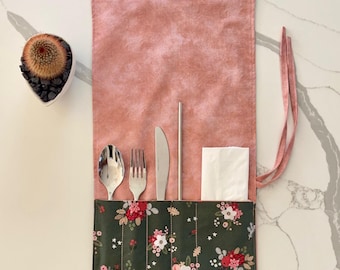 Eco-Friendly Fabric Utensil Wrap/Travel Cutlery Holder