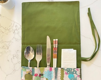 Eco-Friendly Fabric Utensil Wrap/Travel Cutlery Holder