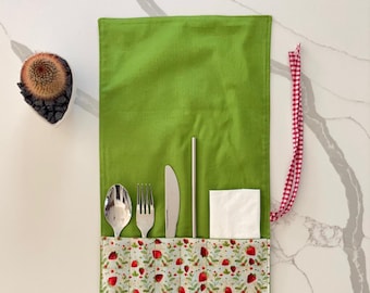 Eco-Friendly Fabric Utensil Wrap/Travel Cutlery Holder