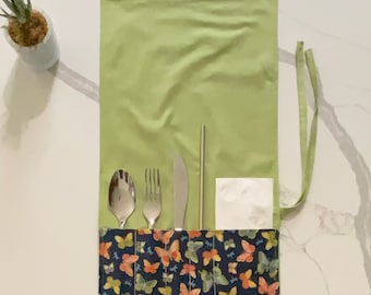 Eco-Friendly Fabric Utensil Wrap/Travel Cutlery Holder