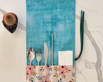 Eco-Friendly Fabric Utensil Wrap/Travel Cutlery Holder