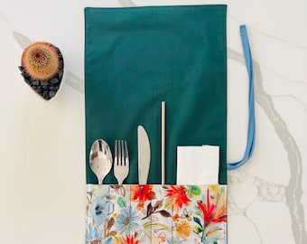 Eco-Friendly Fabric Utensil Wrap/Travel Cutlery Holder