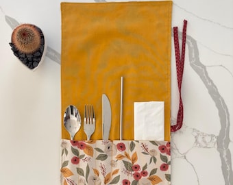 Eco-Friendly Fabric Utensil Wrap/Travel Cutlery Holder