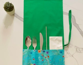 Eco-Friendly Fabric Utensil Wrap/Travel Cutlery Holder