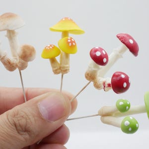 Miniature Fantasy Mushroom Clay Plant Clay Dollhouse Handmade Decor 4 Pcs Assorted