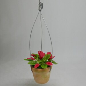 Hanging Terracotta Pot Of Christmas Plant Clay Miniature Dollhouse image 2