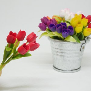 1 Pc Miniature Tulip Flower Clay Miniature Dollhouse Handmade Decoration 1:12 Scale