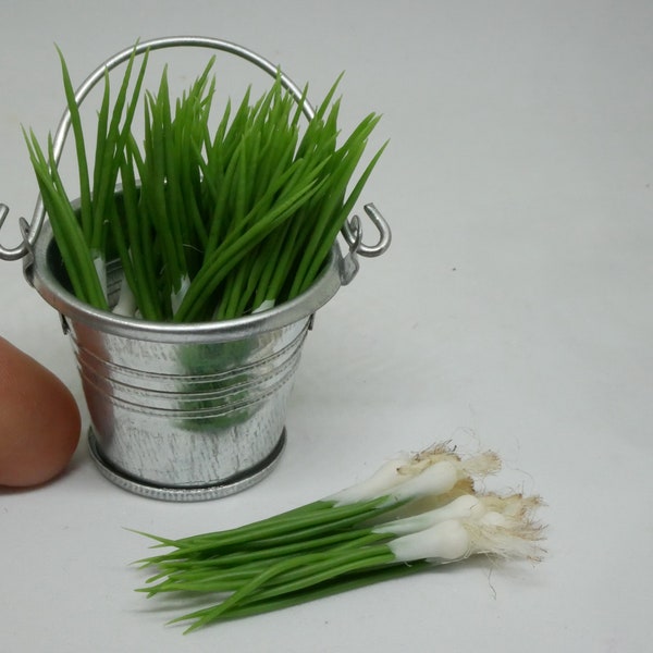 10 pcs Miniature spring onions clay vegetable Clay green onions clay Scallions clay Dollhouse Handmade 1/12 scale