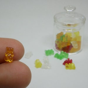 10 pcs miniature gummy bears (glass jar does not include) Dollhouse mini food 1/12