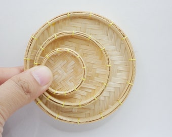 1 Pc Miniature Threshing Basket Bamboo Basket Bag Mini Basket Dollhouse Handmade