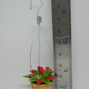 Hanging Terracotta Pot Of Christmas Plant Clay Miniature Dollhouse image 5