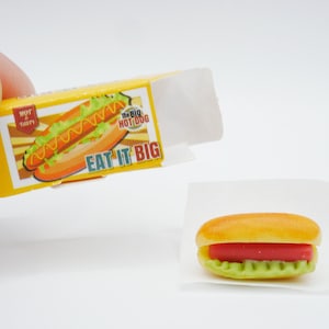 Handmade Miniature Clay Hotdog with Box: 1/12 Dollhouse Food