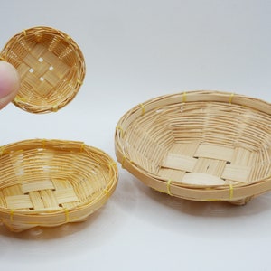 1 Pc Miniature Wicker Basket Bamboo Basket Bag Mini Basket Dollhouse Handmade