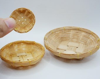 1 Stück Miniatur Weidenkorb Bambus Korb Tasche Mini Korb Puppenhaus Handmade