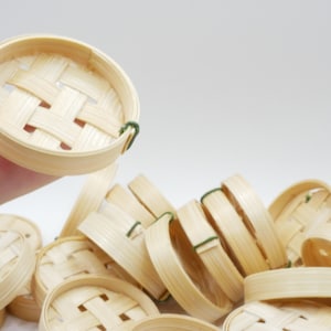 Miniature Bamboo Basket: Handmade Dollhouse Tray (28 mm)