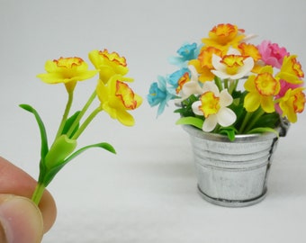 1 Pc Miniature Daffodil Flower Clay Miniature Dollhouse Handmade Decor 1:12 Scale