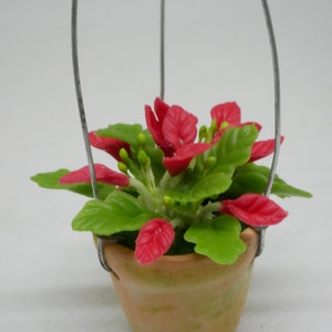 Hanging Terracotta Pot Of Christmas Plant Clay Miniature Dollhouse image 4