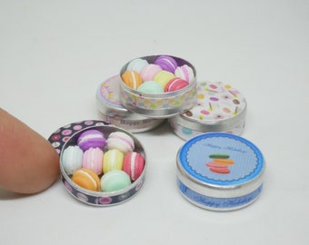 1 pc Miniature Macaron Box Dollhouse Handmade Macaron Clay 1/12 Scale