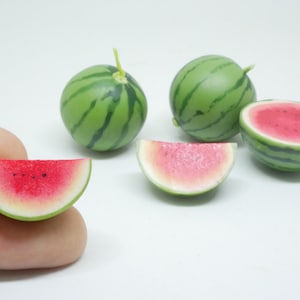 Miniatur Wassermelone Obst Ton Mini Obst Puppenhaus handgefertigt 1/12 skala