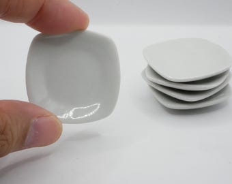 Platos de cerámica en miniatura hechos a mano: juego de 5, utensilios de cocina para casa de muñecas a escala 1:12
