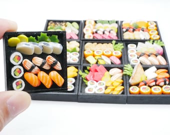 Miniatur Sushi Box Japanness (A-H) Essen Miniatur Essen Puppe Puppenhaus Handmade Mini Essen 1/12