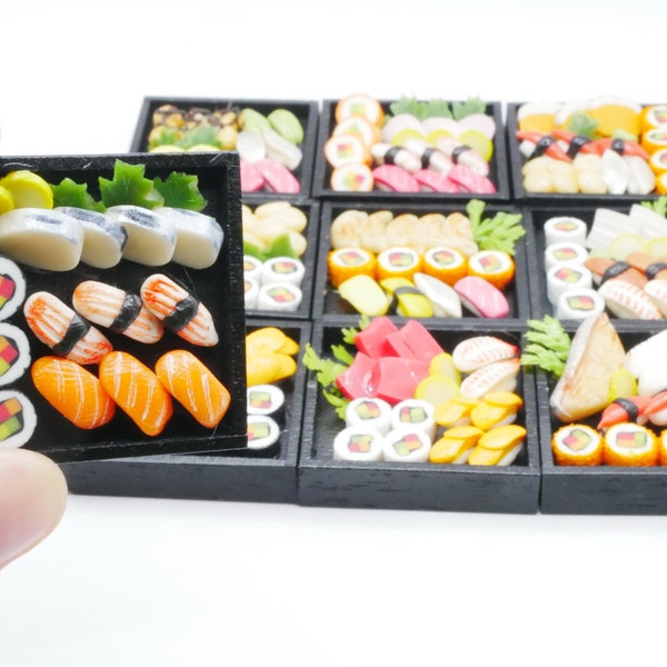 Miniature Sushi Box Japanness (A-H) Food Miniature Food Doll Dollhouse Handmade Mini Food 1/12