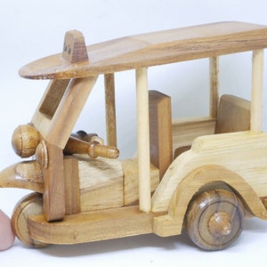 Handmade Wooden Thai Tuk Tuk Taxi model car Miniature Dollhouse Collectible
