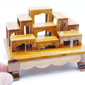 Miniature Altar Teak Wooden Handmade Buddha Shelf Mini Shelf Thailand Doll Dolls