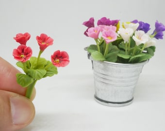 1 pezzo in miniatura di fiore di primula in argilla per casa delle bambole, decorazione fatta a mano, scala 1:12