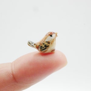 Miniature Tiny Brown Bird Ceramic animal Hand Paint Garden Decor Dollhouse Mini Bird Dolls Handmade 1/16 Scale