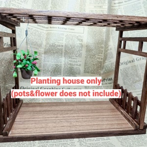 Miniature flower display, Miniature Planting Mini Greenhouse house Dollhouse decorate garden Display 1/12