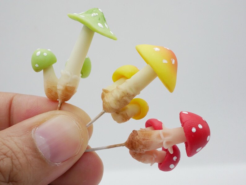 Miniature Fantasy Mushroom Clay Plant Clay Dollhouse Handmade Decor image 13