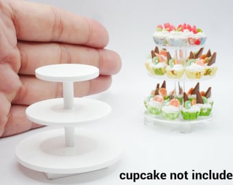 3 Tiers Empty Cupcake Bakery Round Stand Dollhouse Miniatures Supply Decoration