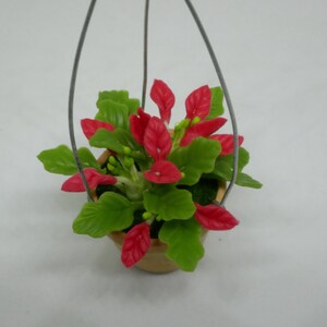 Hanging Terracotta Pot Of Christmas Plant Clay Miniature Dollhouse image 8