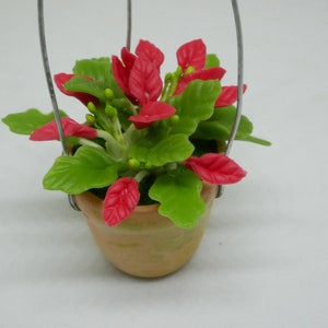 Hanging Terracotta Pot Of Christmas Plant Clay Miniature Dollhouse image 7