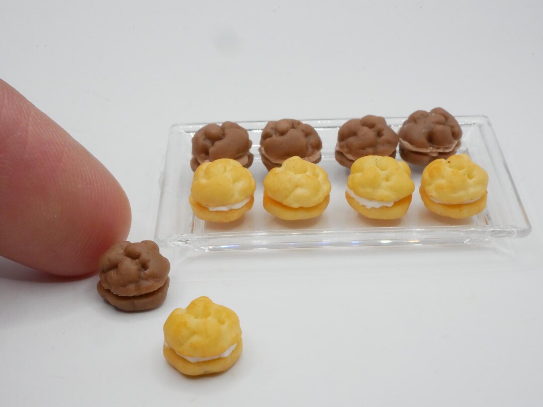 Choux Display 10 Miniature Choux Creams - Handmade 1:12 Scale for Dollhouse Bakery ...