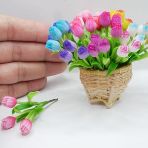 1 pc Miniature Tulip Flower Clay (5 cm) Dollhouse Handmade Decoration 1:12 Scale