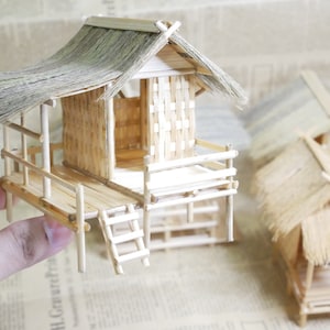 Miniatur Mini Holzhaus asiatischen Stil Puppenhaus Dekor Mini-Hütte Mini-Haus