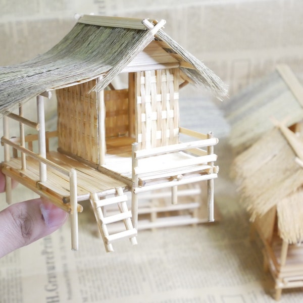 Mini chalet en bois miniature de style asiatique, décoration de maison de poupée, mini hutte, mini maison