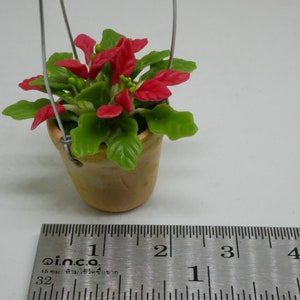 Hanging Terracotta Pot Of Christmas Plant Clay Miniature Dollhouse image 6