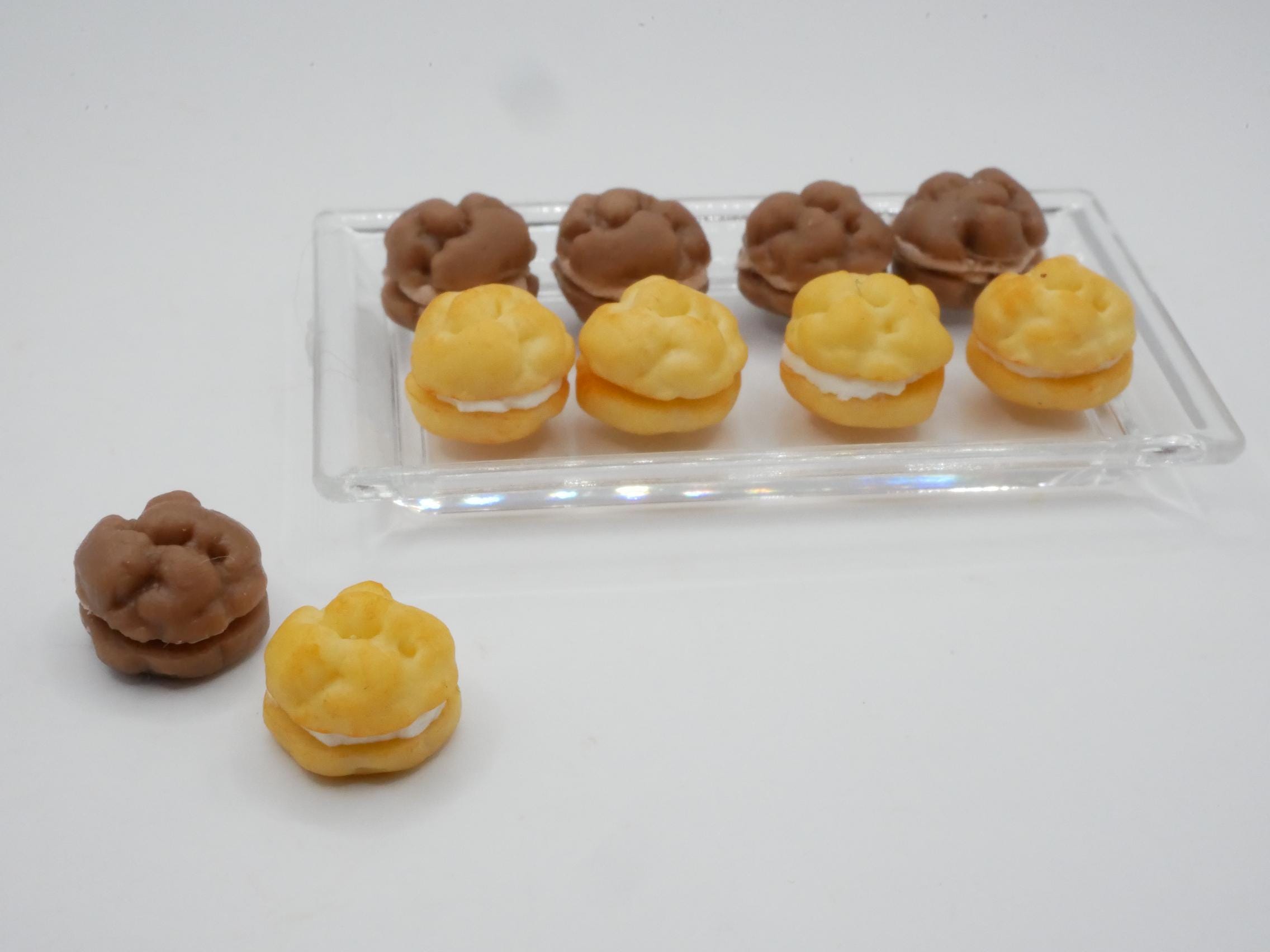 Choux Display 10 Miniature Choux Creams - Handmade 1:12 Scale for Dollhouse Bakery ...