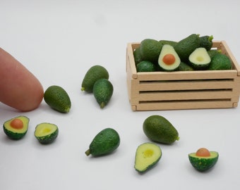 Miniature Avocado Fruit Clay Mini Fruit Dollhouse Handmade 1/12 Scale