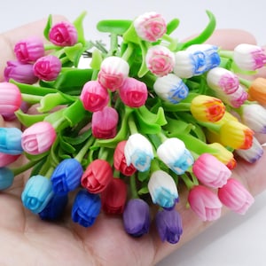 1 pc Miniature Tulip Flower Clay (5 cm) Dollhouse Handmade Decoration 1:12 Scale