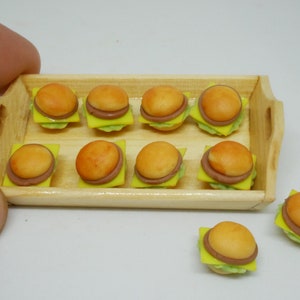 Miniature Clay Hamburgers: Handmade Dollhouse Fast Food, 10 pcs (1/12 Scale)